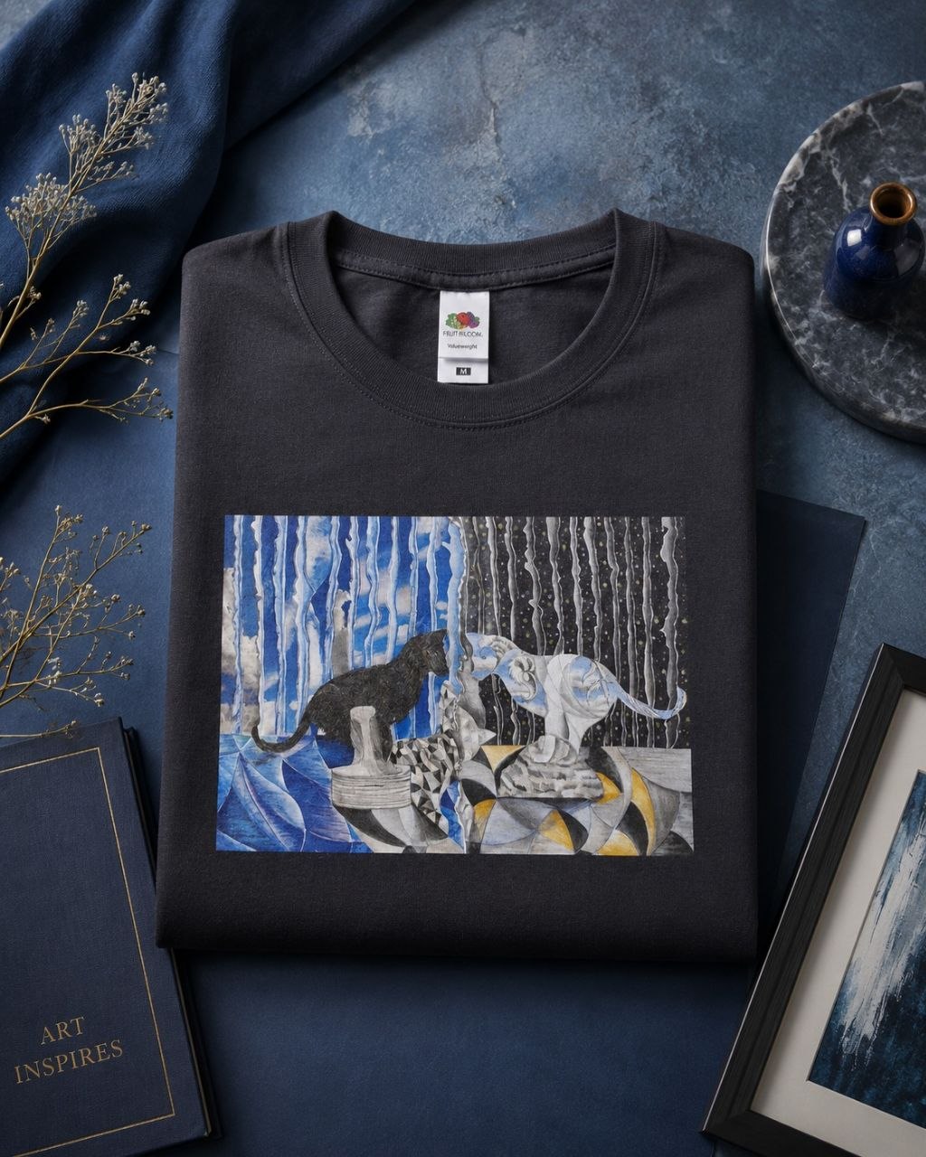 T-shirt artistique – Deux Chats en Miroir