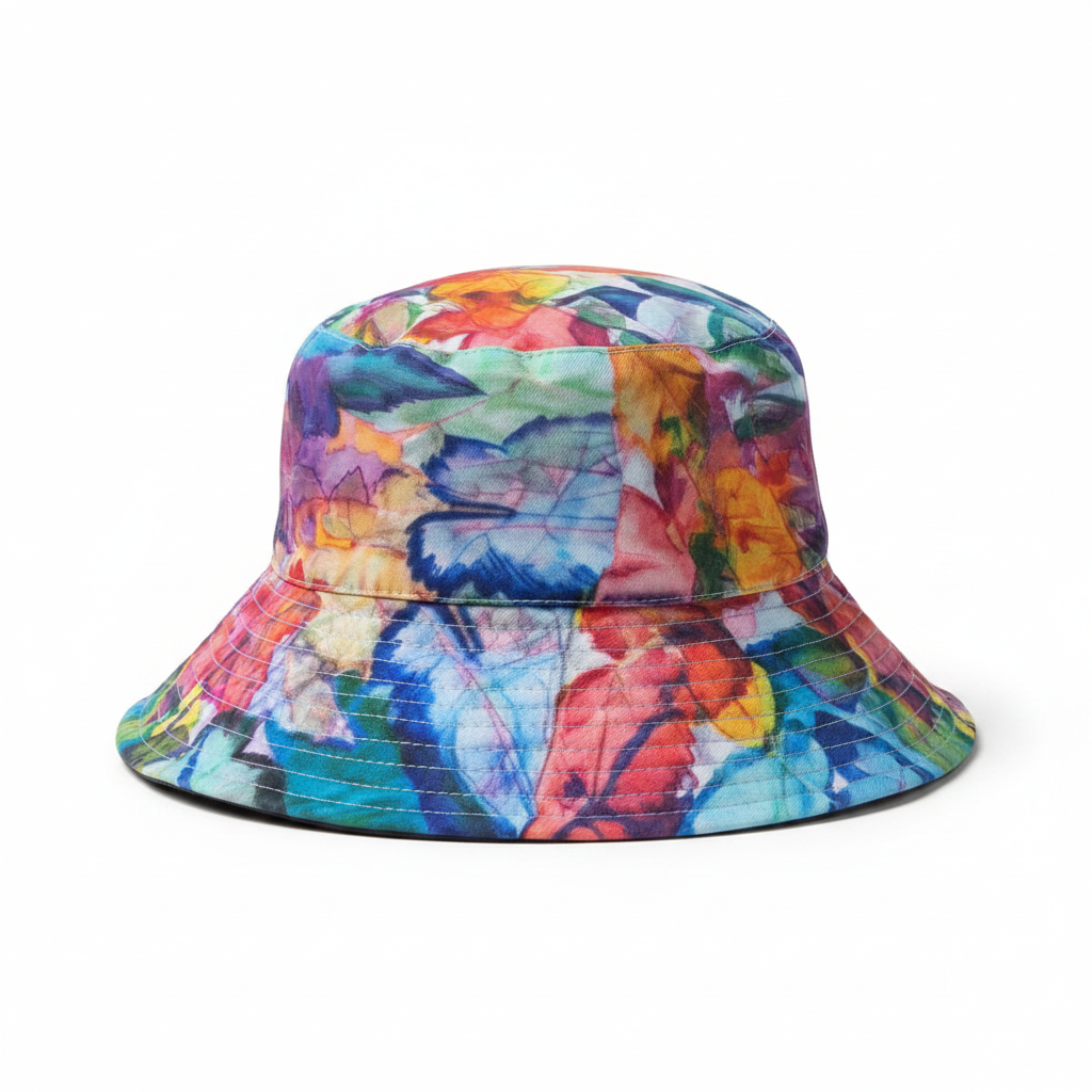 Chapeau artistique – Les Feuilles en Couleur – fond blanc sans modèle