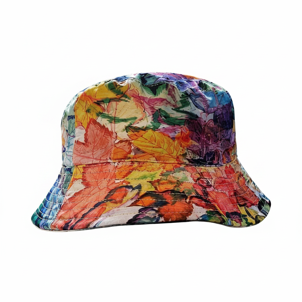 Chapeau artistique – Les Feuilles en Couleur – fond blanc
