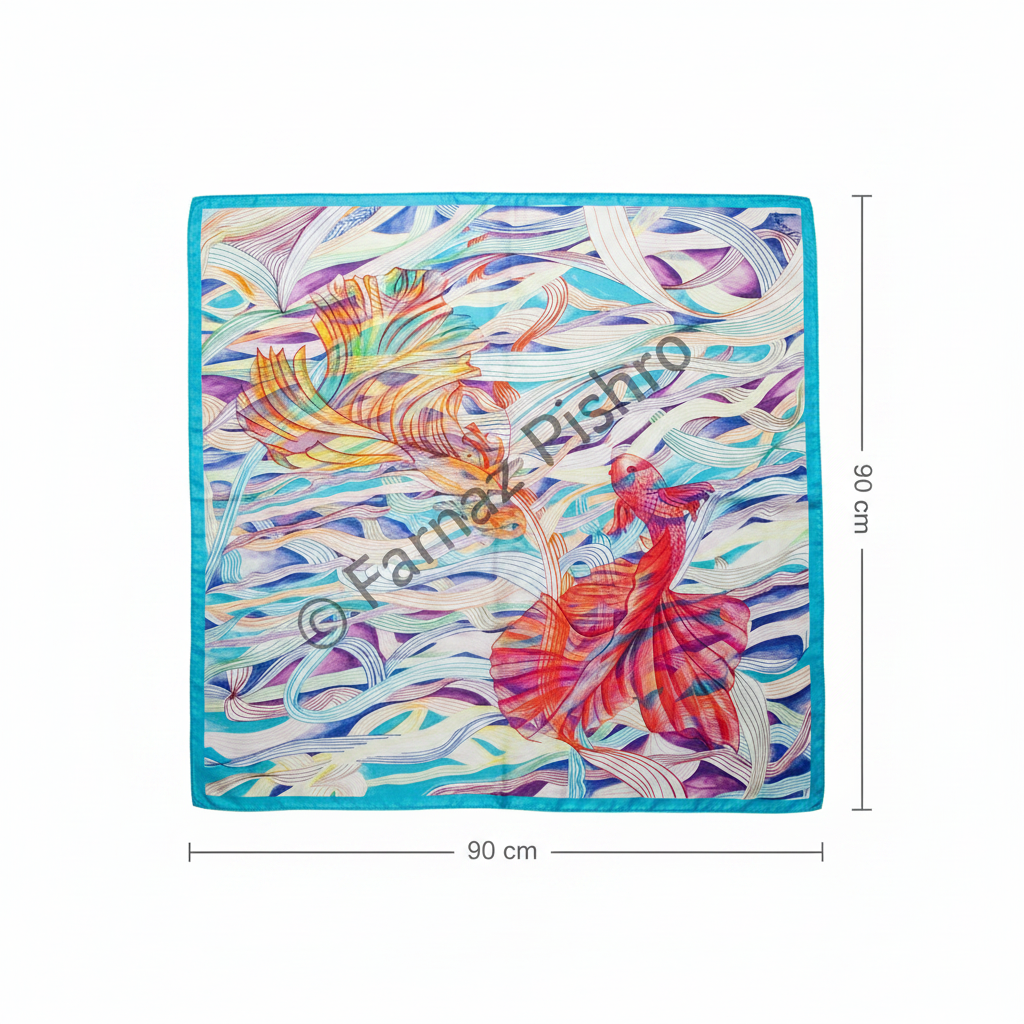 Foulard 90x90 avec dimensions et watermark
