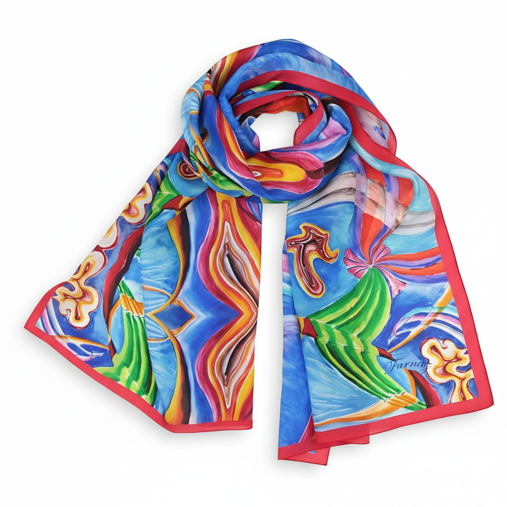 Foulard La Danse des Couleurs – Fond blanc