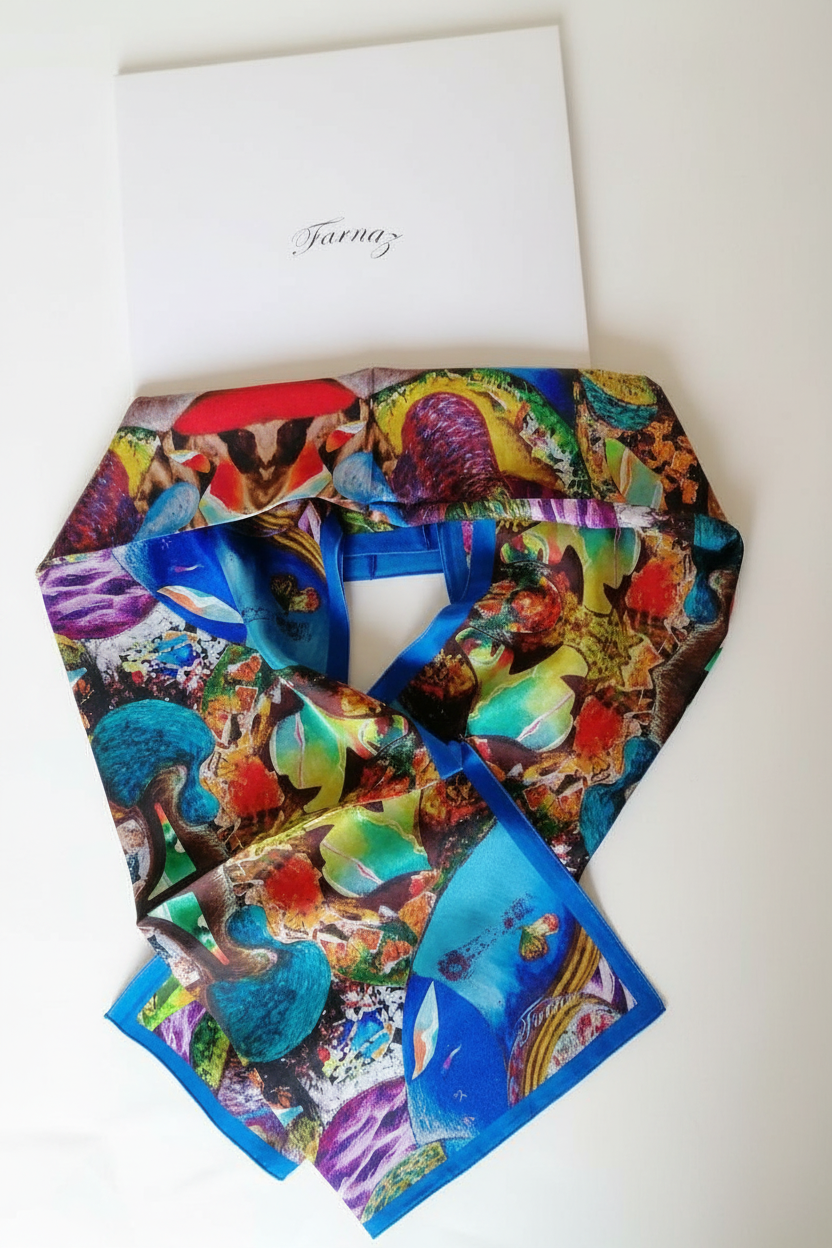 Foulard La Rivière de Vie avec pochette – Fond blanc