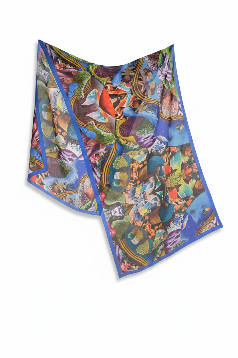 Foulard La Rivière de Vie – Déployé fond blanc