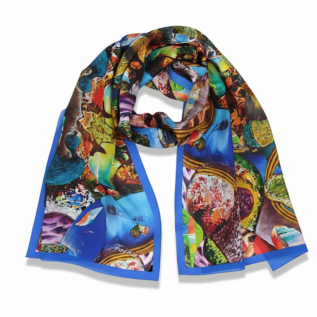 Foulard La Rivière de Vie – Fond blanc