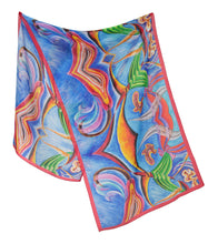 Load image into Gallery viewer, Echarpe en pongé de soie imprimé FARNAZ - La danse des couleurs

